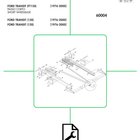 Base Con Prolunghe Gancio Traino Ford Transit FT120/130/150 1976-2000 Vers. Passo Corto