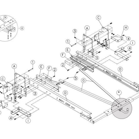 Base Con Prolunghe Gancio Traino Ford Transit FT350/330 2000>