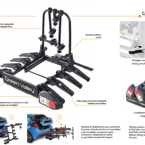 Discovery Portabiciclette Su Gancio Traino Per 4 Biciclette