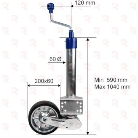 RUOTINO TELESCOPICO AUTOM. TUBO Ø Mm. 60 – RUOTA ACCIAIO Mm. 200X60