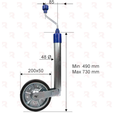RUOTINO TELESCOPICO TUBO Ø Mm. 48 – RUOTA LAM. Mm. 200X50 – PLUS